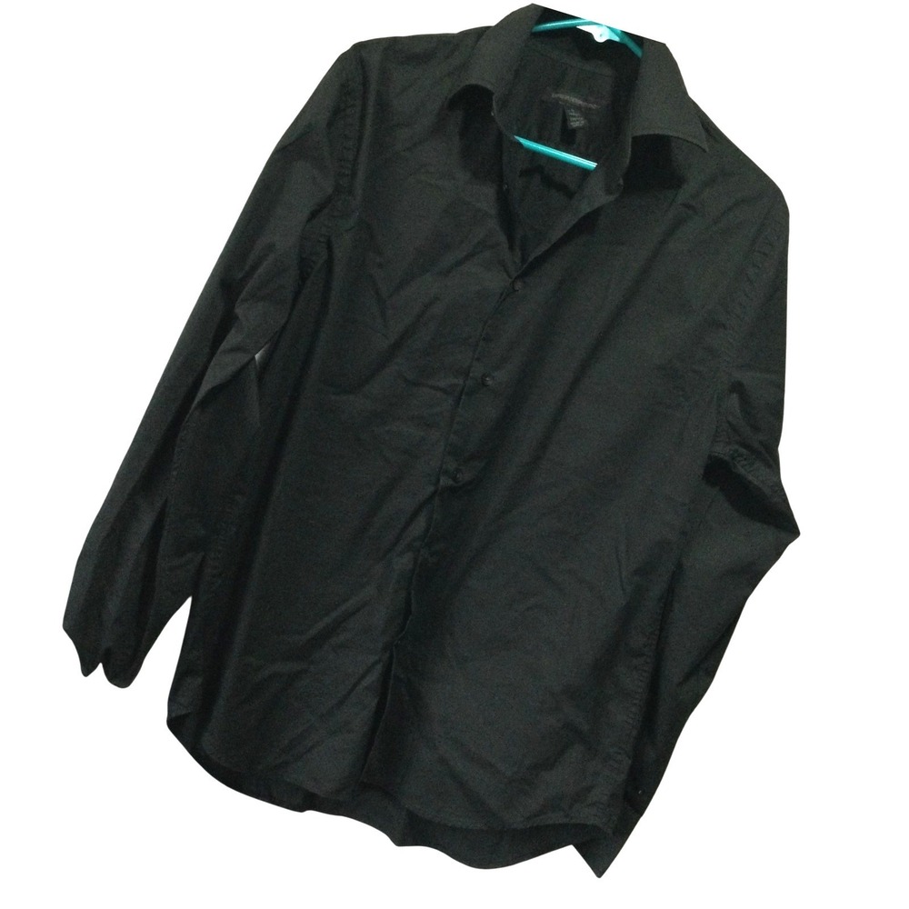 Express Design Studio Mens Black LongSleeve Stretch Button Down Shirt Modern Fit